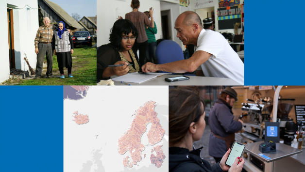 A collage of people and a map of Nordic-Baltics