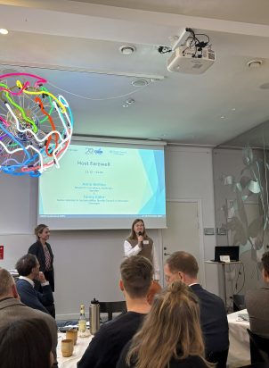 Anna Berlina from Nordregio on stage in front of a full room