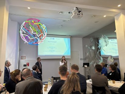 Anna Berlina from Nordregio on stage in front of a full room