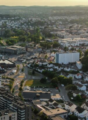 aerial view of coastal city in Norway
