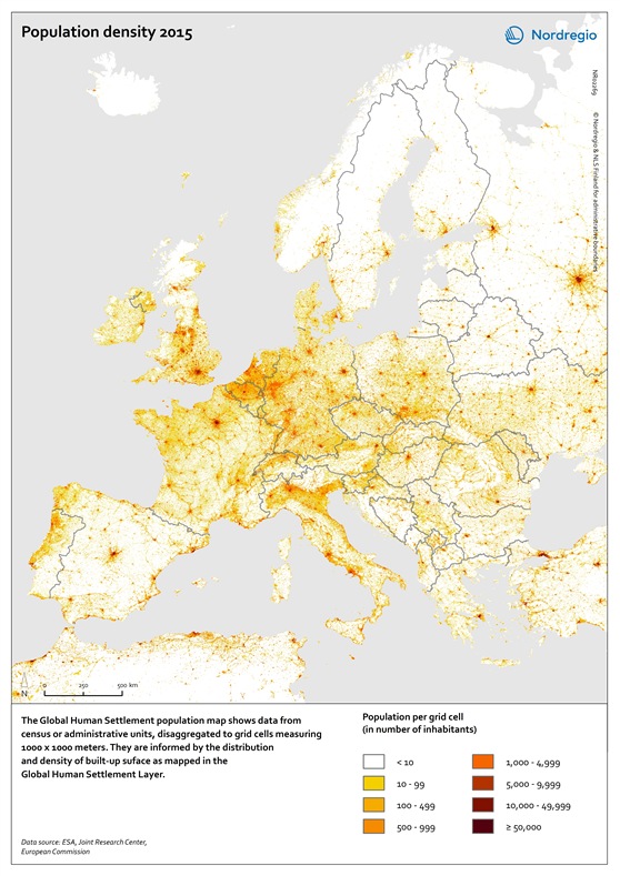 Population Density 2015 Nordregio