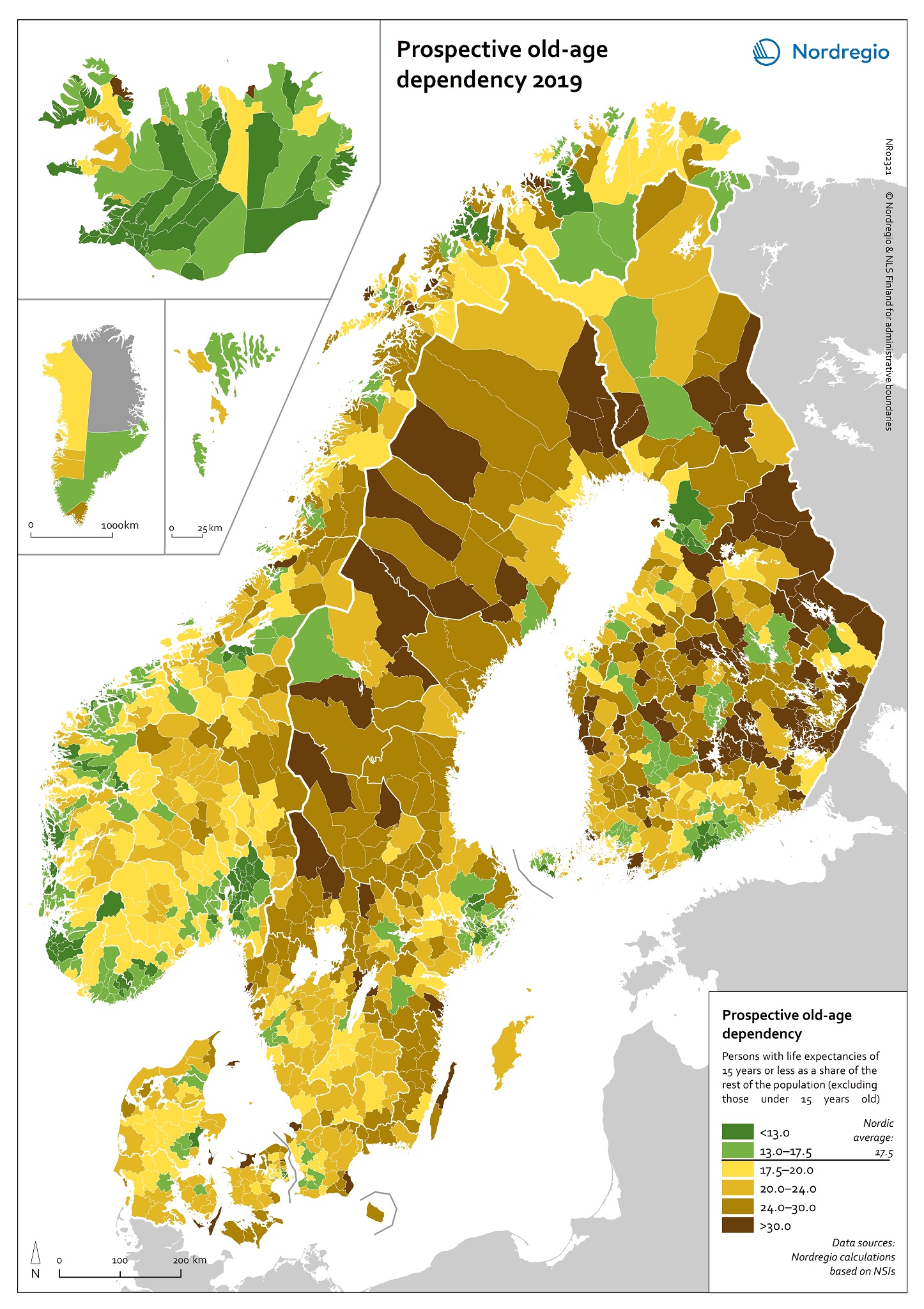 Prospective Old age Dependency Ratio 2019 Nordregio