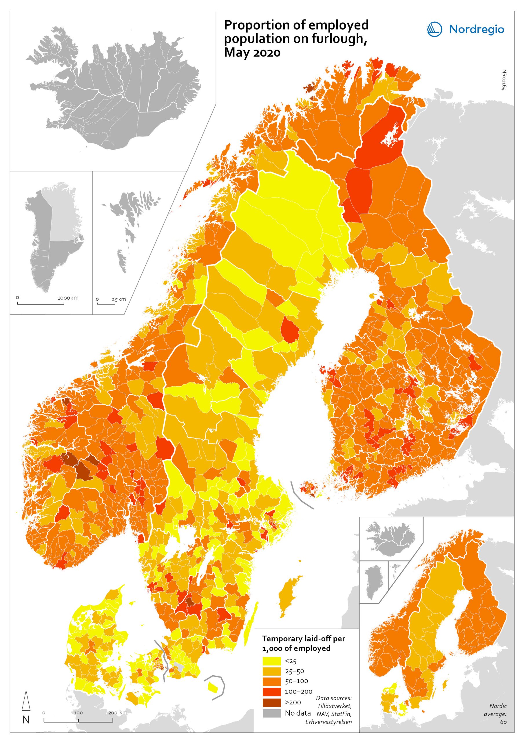 The Share Of Laid Off Employees At Municipal And Regional Level Nordregio   Nordic Employed Population Furlough 2020 