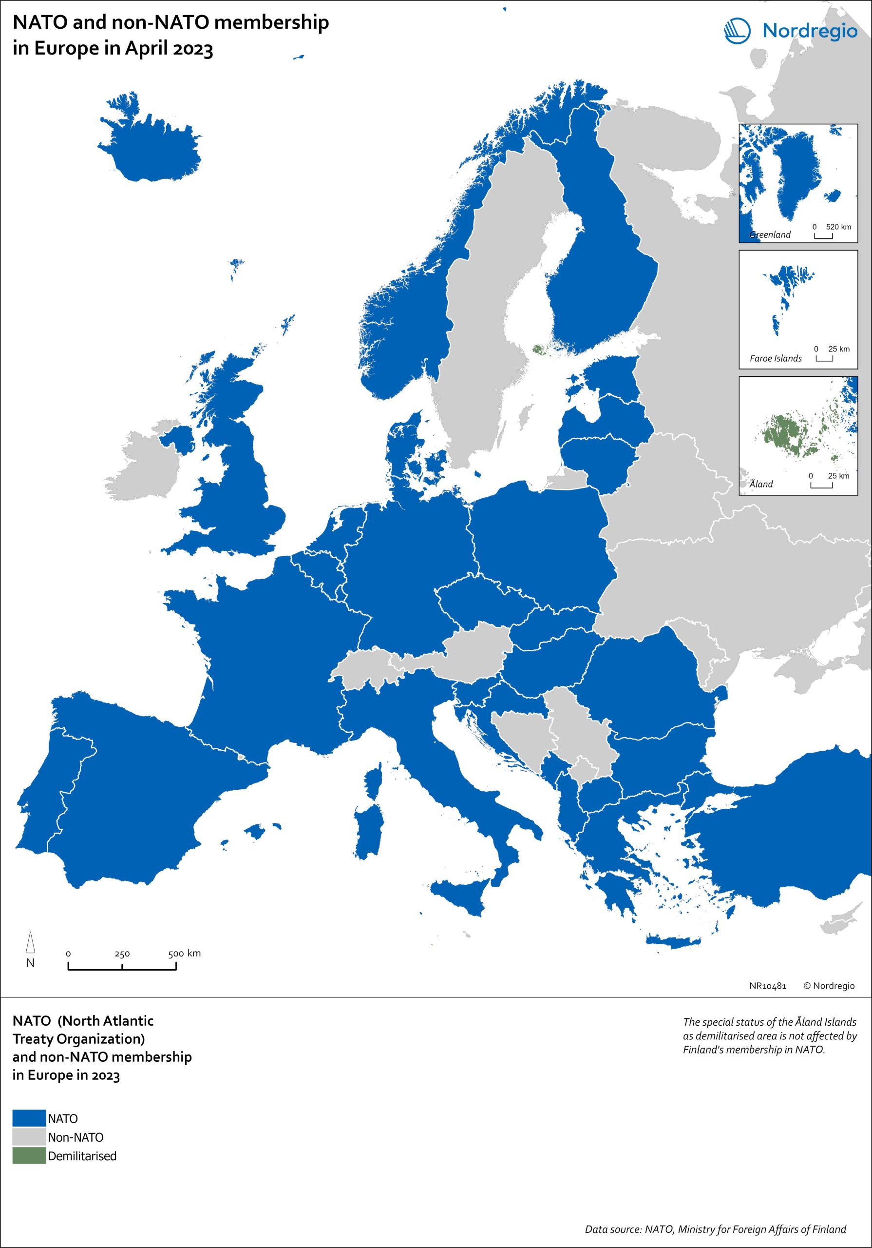 NATO and non-NATO membership in Europe in 2023 | Nordregio